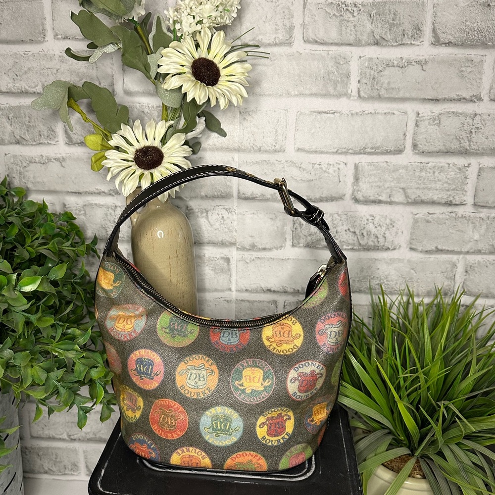 Dooney & Bourke Multicolor Logo Hobo Bag - EUC - Picture 2 of 10